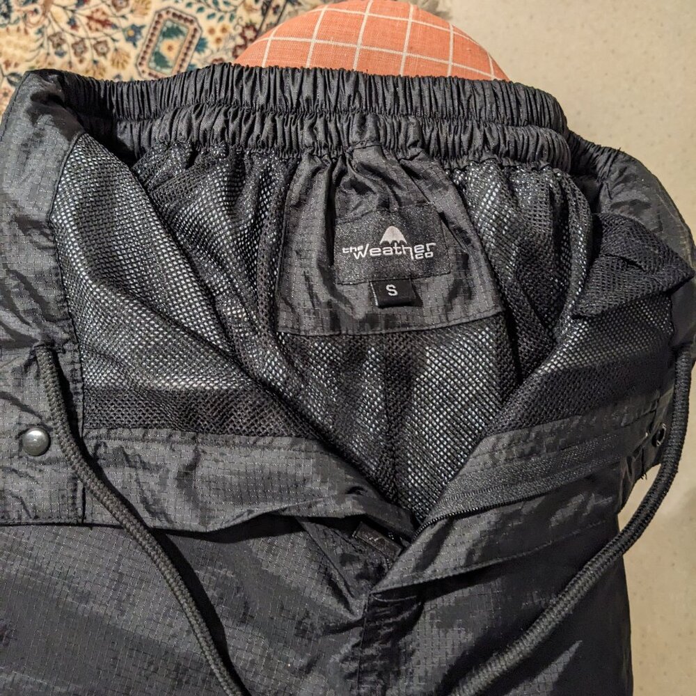 Rain Pants by The Weather Apparel Company, black microfiber, excellent condition